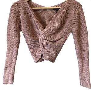 Fashionova twist front crop sweater, Large